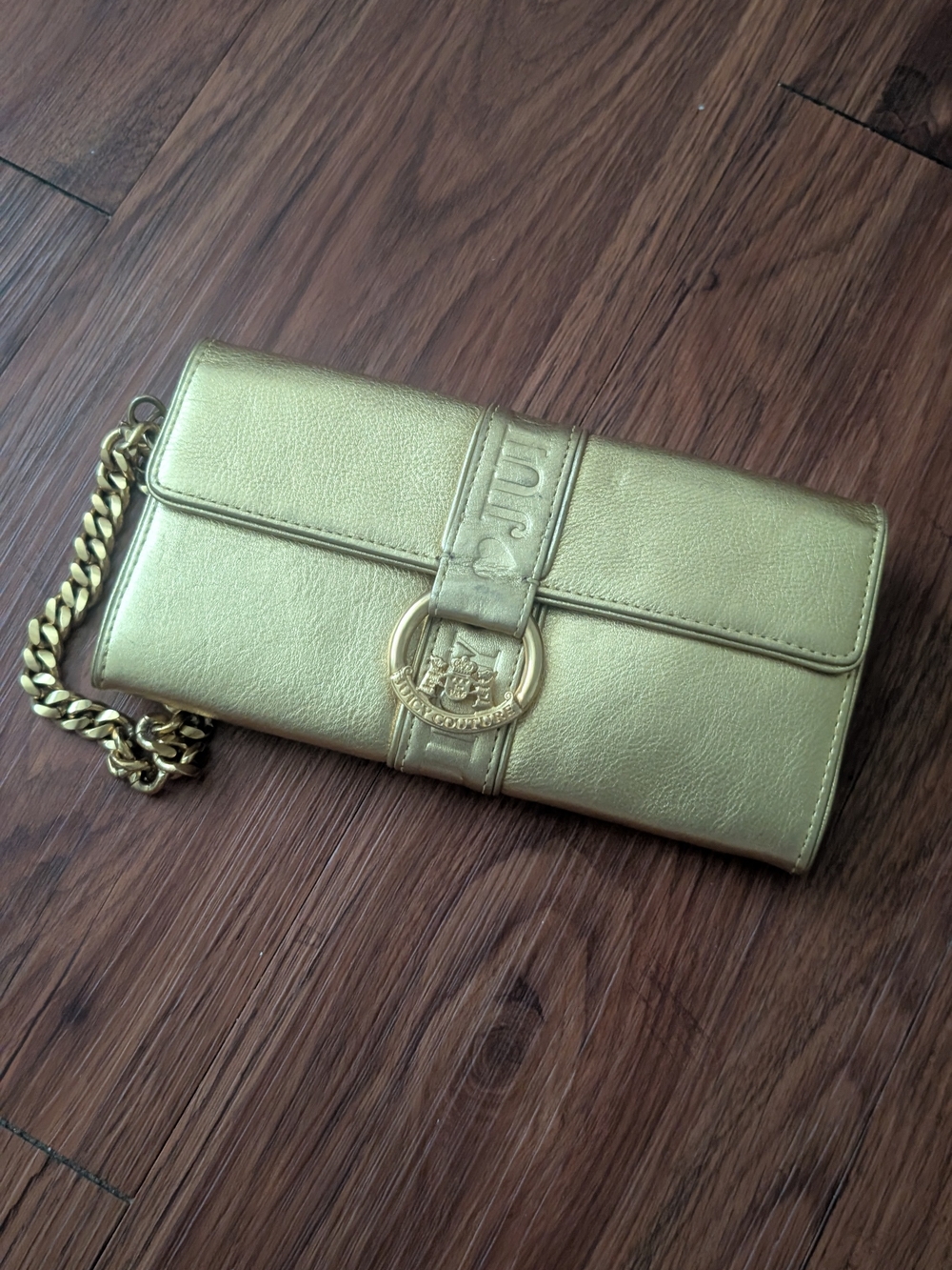 Metallic Gold Leather Chain Wallet Juicy Couture